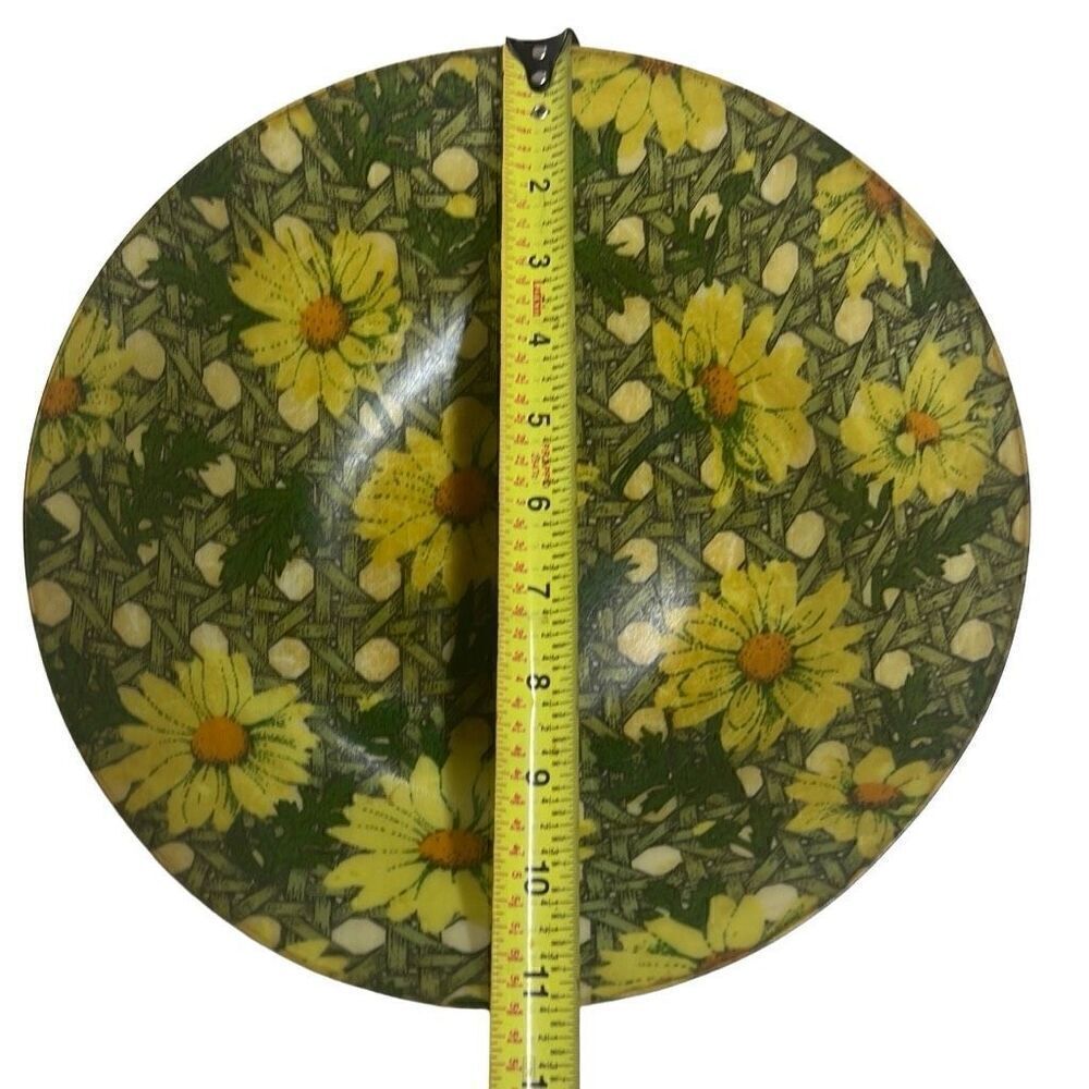 MCM Mid Century Fiberglass Bowl Diameter Daisy Daisies Size 11” x 3”